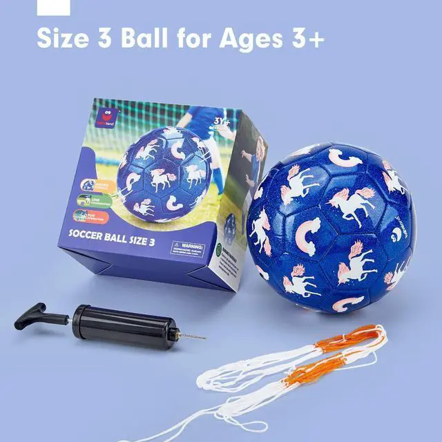 Alt view image 7 of 7 - Soccer Ball Size 3 with Pump Deflated & Mesh Bag - Soccer Ball for Girls Boys Kids Sports Outdoor Play Toys for Ages 4-8 Toddlers Age 3-4 Kids Soccer Balls for 3 4 5 6 7 8-Year-Old Girls