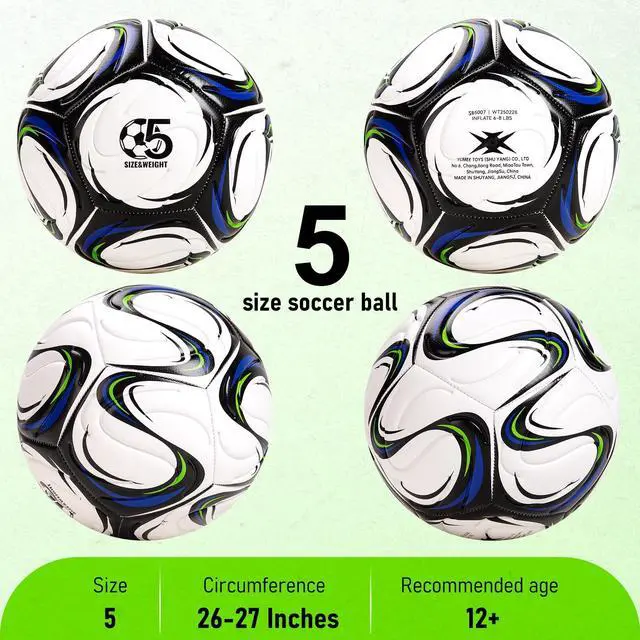 Alt view image 2 of 7 - Soccer Ball Size 5 with Pump, Official Size and Weight Long-Lasting Deflated Soccer Ball for Adults, Indoor Outdoor Training Practice Match Play Ball Game Sports Gifts for Players
