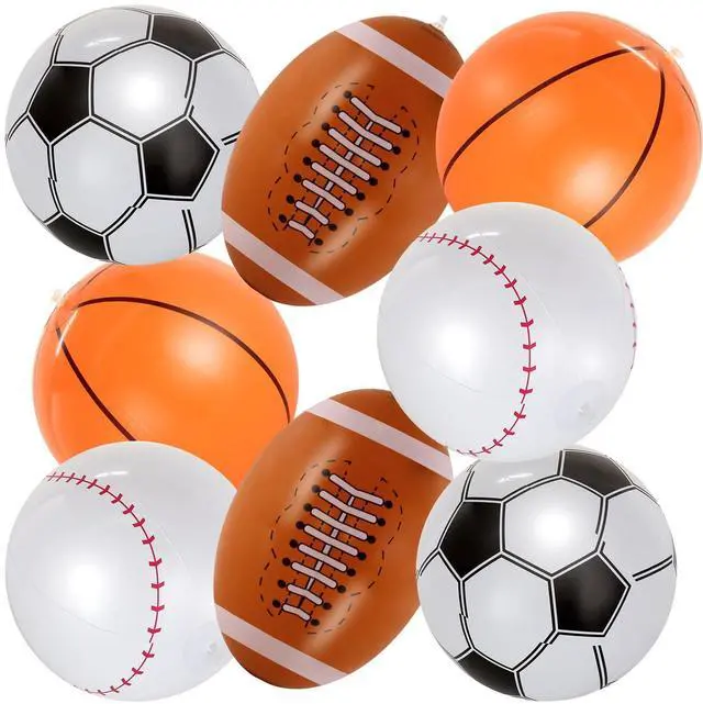 Main image of 8 Pcs Giant Inflatable Sports Balls,16 Inch Blow Up Footballs Soccer Basketball Baseball,Summer Pool Beach Balls for Sport Game Party Supplies,Indoor and Outdoor Use