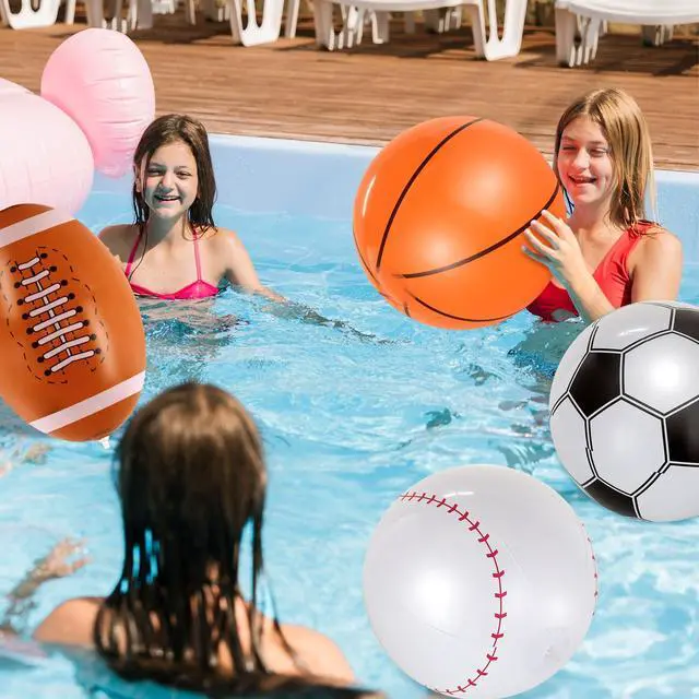 Alt view image 4 of 6 - 8 Pcs Giant Inflatable Sports Balls,16 Inch Blow Up Footballs Soccer Basketball Baseball,Summer Pool Beach Balls for Sport Game Party Supplies,Indoor and Outdoor Use