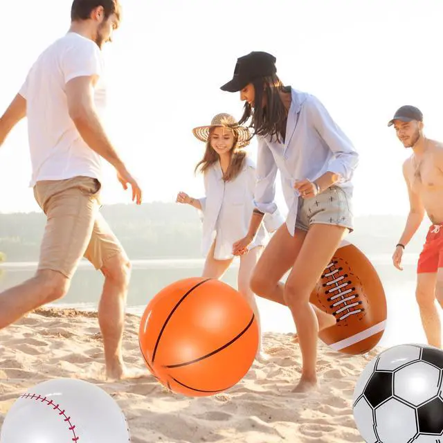Alt view image 6 of 6 - 8 Pcs Giant Inflatable Sports Balls,16 Inch Blow Up Footballs Soccer Basketball Baseball,Summer Pool Beach Balls for Sport Game Party Supplies,Indoor and Outdoor Use