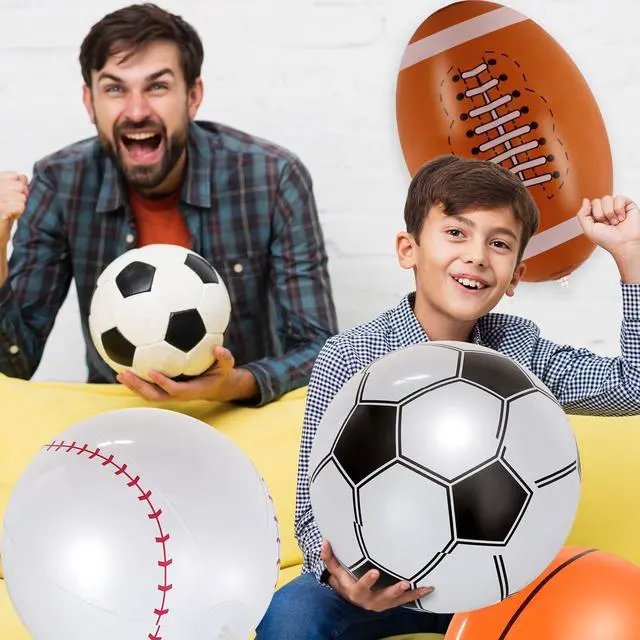 Alt view image 3 of 6 - 8 Pcs Giant Inflatable Sports Balls,16 Inch Blow Up Footballs Soccer Basketball Baseball,Summer Pool Beach Balls for Sport Game Party Supplies,Indoor and Outdoor Use