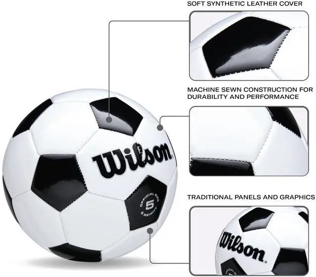 Alt view image 3 of 7 - Traditional Soccer Ball - Size 5, Black/White