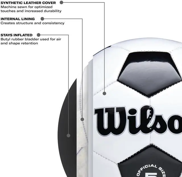 Alt view image 4 of 7 - Traditional Soccer Ball - Size 5, Black/White