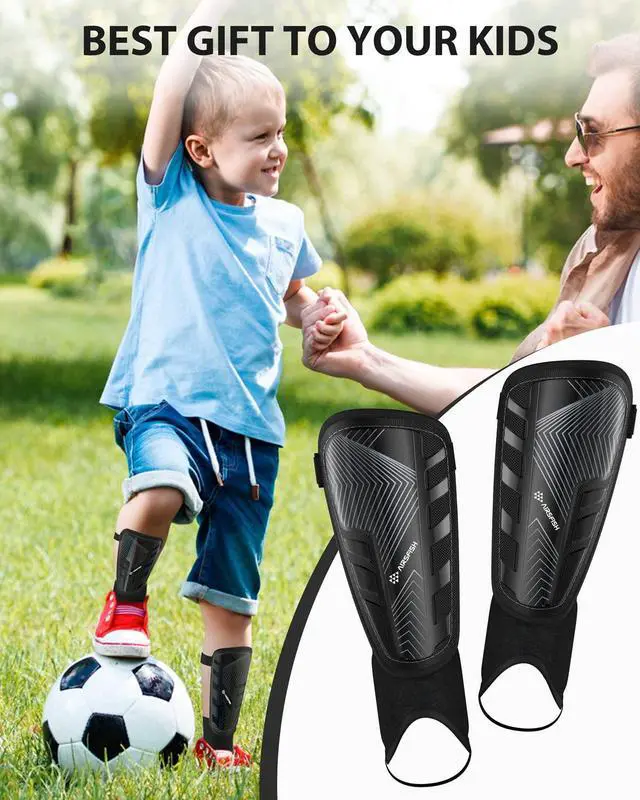 Alt view image 3 of 6 - Upgraded Soccer Shin Guards Pads for Kids Youth Adults, CE Certified AirsFish Shin Guard Sleeves Protection Gear for Boys Girls Soccer Games EVA Cushion Reduce Shocks and Injuries (Medium, Black)