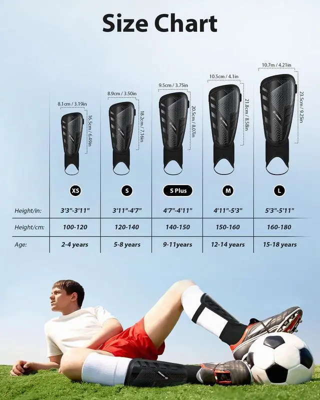 Alt view image 5 of 6 - Upgraded Soccer Shin Guards Pads for Kids Youth Adults, CE Certified AirsFish Shin Guard Sleeves Protection Gear for Boys Girls Soccer Games EVA Cushion Reduce Shocks and Injuries (Medium, Black)