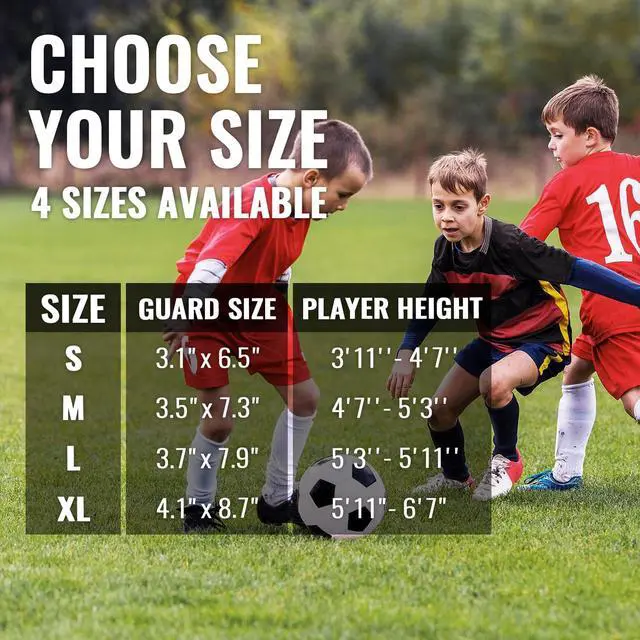 Alt view image 6 of 6 - Soccer Shin Guards for Kids incl. Sleeves with Optimized Insert Pocket - Protective Soccer Equipment for Boys Girls Children (Black S)