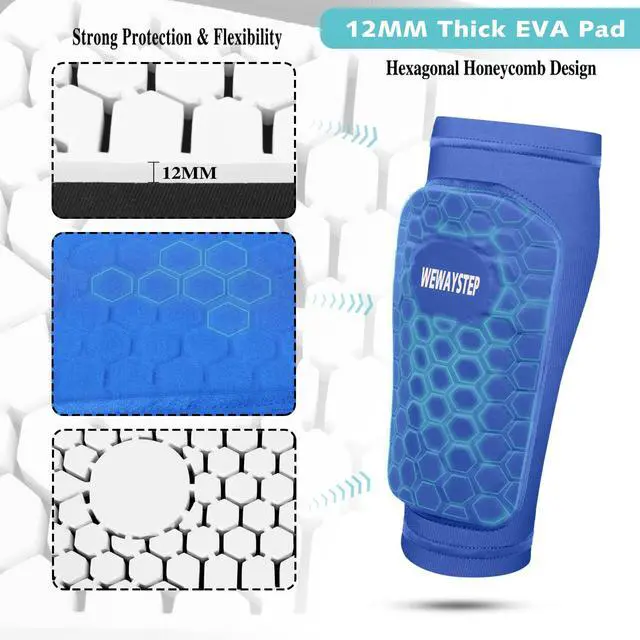 Alt view image 6 of 6 - Soccer Shin Guards for Kids Youth Adult, Shin Defender Shin Guards with Honeycomb, Lightweight Shin Guard Sleeves, Shin Pads for Football Baseball Boxing MTB