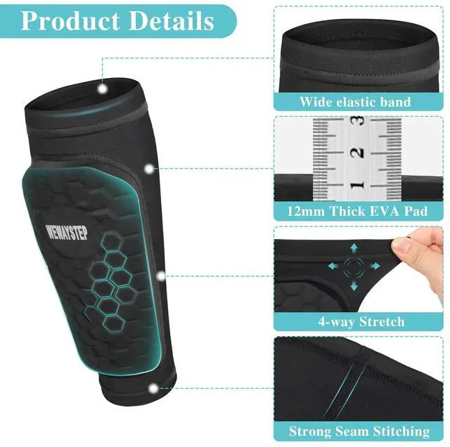 Alt view image 3 of 6 - Soccer Shin Guards for Kids Youth Adult, Shin Defender Shin Guards with Honeycomb, Lightweight Shin Guard Sleeves, Shin Pads for Football Baseball Boxing MTB