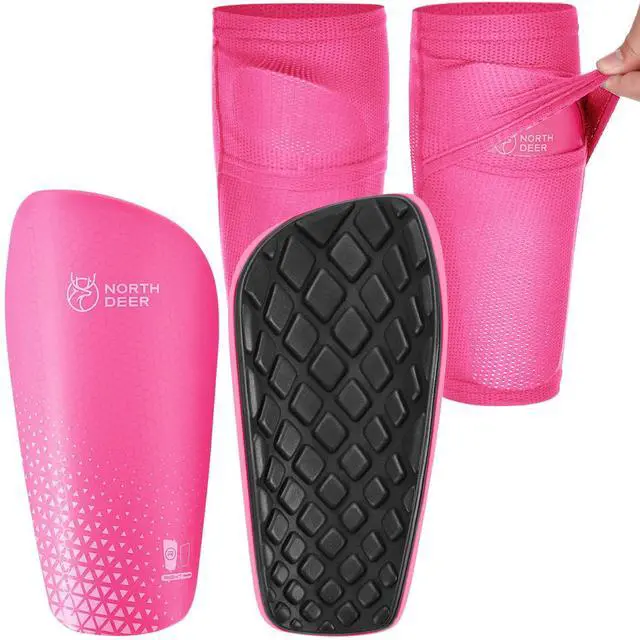 Main image of Soccer Shin Guards for Boys incl. Sleeves with Optimized Insert Pocket - Protective Soccer Equipment for Kids Girls (Pink M)