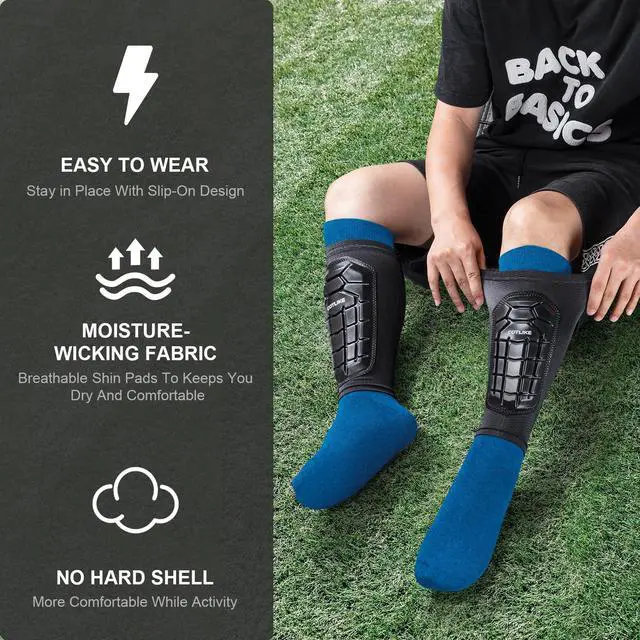Alt view image 4 of 6 - Soccer Shin Guards Kids Youth, Shin Guard Sleeves for Boys Girls Adults Men Women, Protective Soccer Equipment for 2-18 Years Old Boys Girls, High Impact Resistant Breathable Comfortable - XS