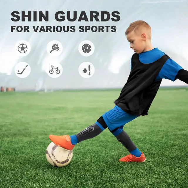 Alt view image 6 of 6 - Soccer Shin Guards Kids Youth, Shin Guard Sleeves for Boys Girls Adults Men Women, Protective Soccer Equipment for 2-18 Years Old Boys Girls, High Impact Resistant Breathable Comfortable - XS