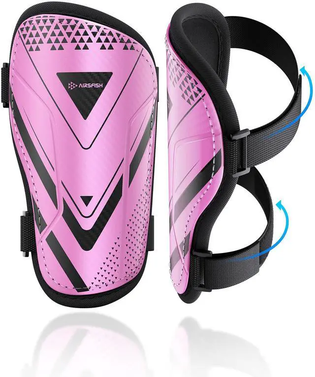 Main image of Shin Guards Soccer Kids Youth, CE Certified Airsfish Shin Pads Protection Gear for 2-18 Years Old Boys Girls Teenagers High Impact Resistant Breathable Comfortable 1 Pair 4 Sizes (X-Small, Pink)