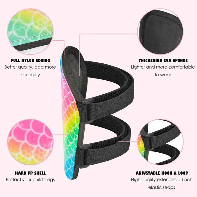 Alt view image 4 of 7 - Shin Guards Soccer Kids Girls Youth, Shin Pads Shin Guard Protection Gear for 2-7 Years Old Girls for Football Games, EVA Cushion Protection Reduce Shocks and Injurie