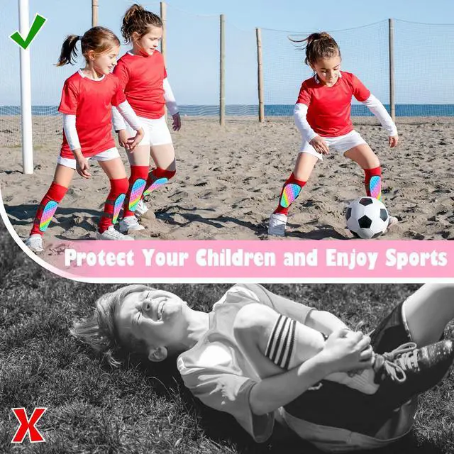 Alt view image 6 of 7 - Shin Guards Soccer Kids Girls Youth, Shin Pads Shin Guard Protection Gear for 2-7 Years Old Girls for Football Games, EVA Cushion Protection Reduce Shocks and Injurie