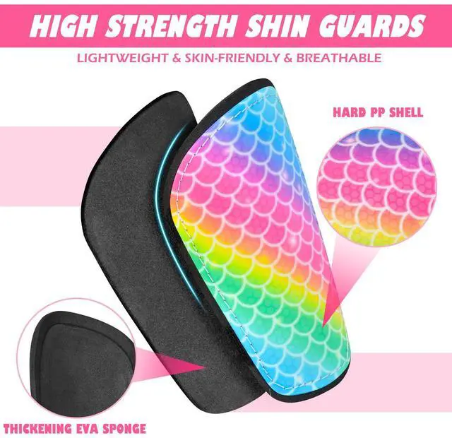 Alt view image 3 of 7 - Shin Guards Soccer Kids Girls Youth, Shin Pads Shin Guard Protection Gear for 2-7 Years Old Girls for Football Games, EVA Cushion Protection Reduce Shocks and Injurie
