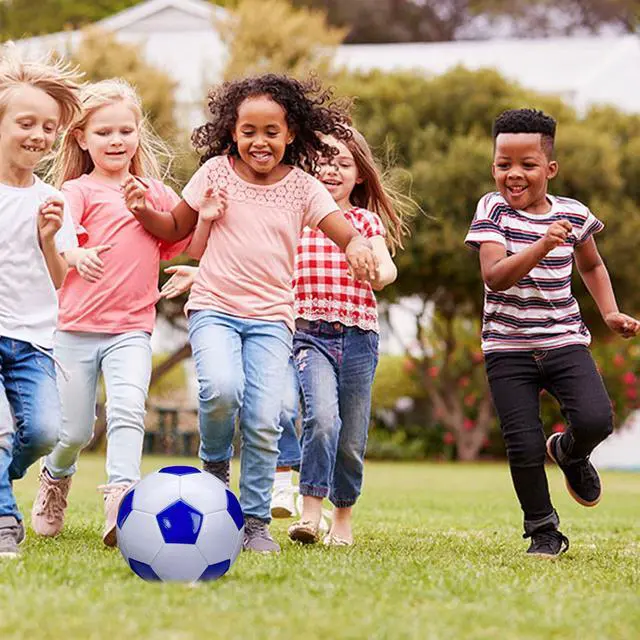 Alt view image 7 of 7 - Soccer Ball Size 3 White Blue Outdoor and Indoor School Sports Activity Anti-Explosion Classic Design Suitable for Kids Toddler Boy Gift Training Practice