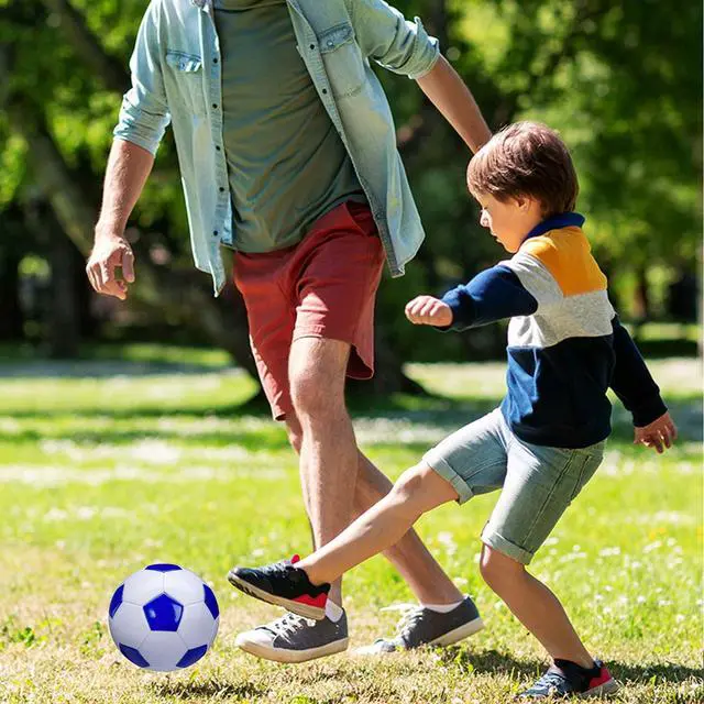 Alt view image 5 of 7 - Soccer Ball Size 3 White Blue Outdoor and Indoor School Sports Activity Anti-Explosion Classic Design Suitable for Kids Toddler Boy Gift Training Practice