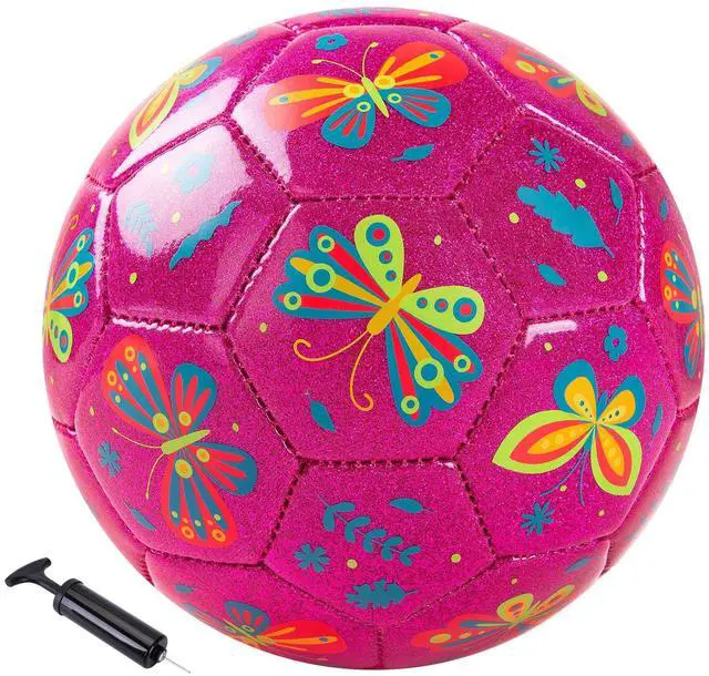 Main image of Size 3 Soccer Ball Girls, Pink Kids Soccer Ball, Outdoor Activity for Toddlers Age 3-6, Christmas Birthday Present for Boys Pink Butterfly