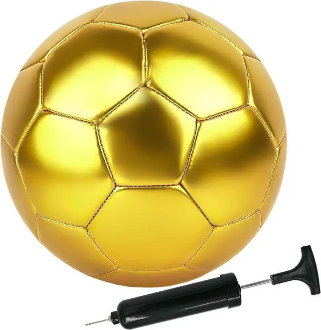 Main image of Soccer Ball Size 3 4 5 DIY Craft Boys Girls Adults Birthday Gift with Pump Needle Training Practice Yellow Golden Ball