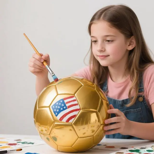 Alt view image 6 of 7 - Soccer Ball Size 3 4 5 DIY Craft Boys Girls Adults Birthday Gift with Pump Needle Training Practice Yellow Golden Ball