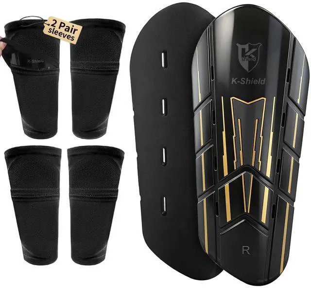 Main image of Soccer Shin Guards for Kids Youth Adults, Protective Football Shin Pads 2 Sock Sleeves, Breathable Vents Lightweight Calf Guards for Boys Girls Men Women (M:4'7"-5'3")