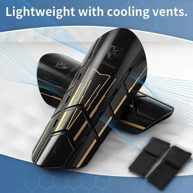 Alt view image 3 of 6 - Soccer Shin Guards for Kids Youth Adults, Protective Football Shin Pads 2 Sock Sleeves, Breathable Vents Lightweight Calf Guards for Boys Girls Men Women (M:4'7"-5'3")