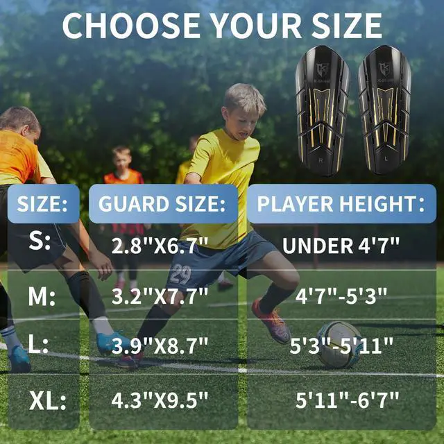 Alt view image 6 of 6 - Soccer Shin Guards for Kids Youth Adults, Protective Football Shin Pads 2 Sock Sleeves, Breathable Vents Lightweight Calf Guards for Boys Girls Men Women (M:4'7"-5'3")