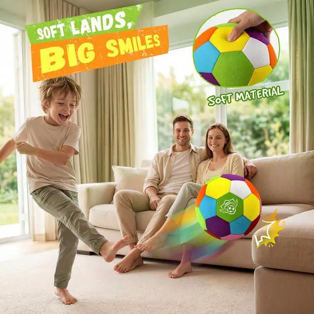 Alt view image 2 of 7 - Size 4 Indoor Soccer Ball -Soft Silent Foam Size 4 with Realistic Bounce for Youth Skills Practice, Dribbling & Juggling, for Home Use, Ideal Soccer Gift for Kids 3-12