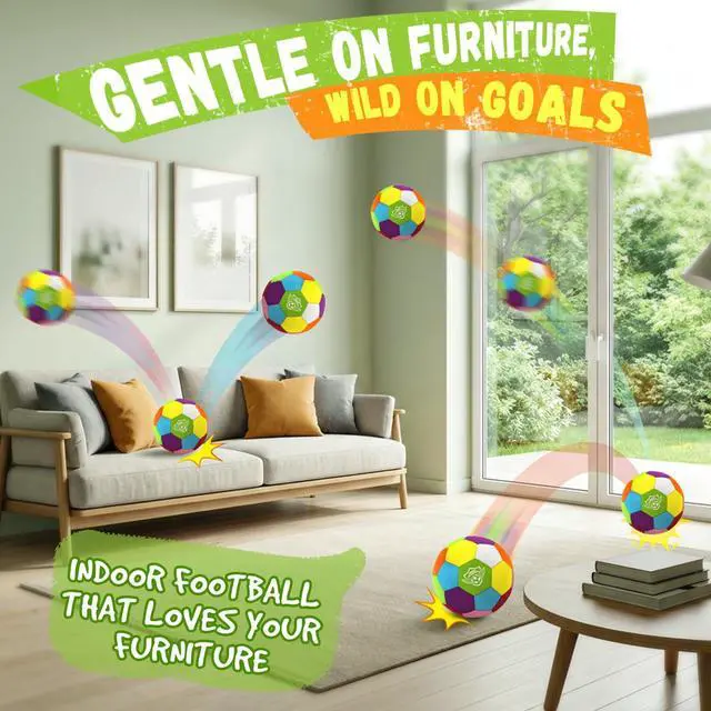 Alt view image 4 of 7 - Size 4 Indoor Soccer Ball -Soft Silent Foam Size 4 with Realistic Bounce for Youth Skills Practice, Dribbling & Juggling, for Home Use, Ideal Soccer Gift for Kids 3-12