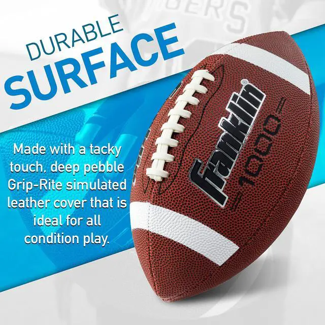 Alt view image 2 of 7 - Youth Football - 1000 Junior Kids Football - Synthetic Leather Youth Junior Ball for Kids - Outdoor All-Weather Construction - Extra Grip - 1 Pack - Brown + White