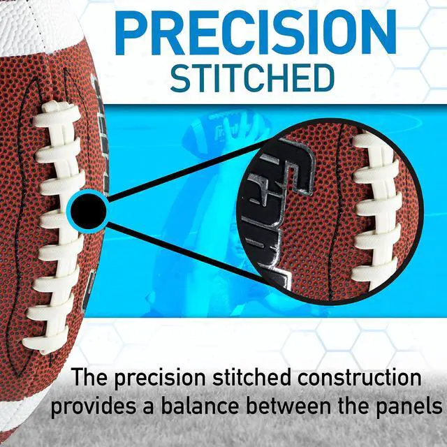 Alt view image 4 of 7 - Youth Football - 1000 Junior Kids Football - Synthetic Leather Youth Junior Ball for Kids - Outdoor All-Weather Construction - Extra Grip - 1 Pack - Brown + White