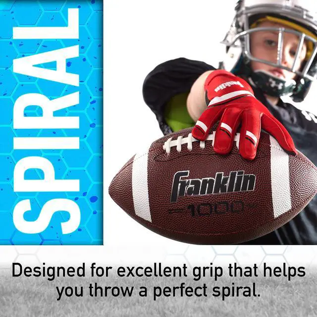 Alt view image 5 of 7 - Youth Football - 1000 Junior Kids Football - Synthetic Leather Youth Junior Ball for Kids - Outdoor All-Weather Construction - Extra Grip - 1 Pack - Brown + White