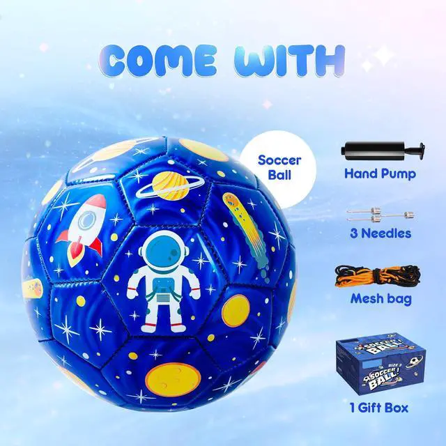 Alt view image 2 of 5 - Kids Soccer Ball Size 3 for Toddlers Kids 2-5 5-8 - Glitter Cartoon Design with Pump Deflated - Sports and Outdoors Toys Games - Easter Basket Stuffers Birthday Gifts for Boys Girls