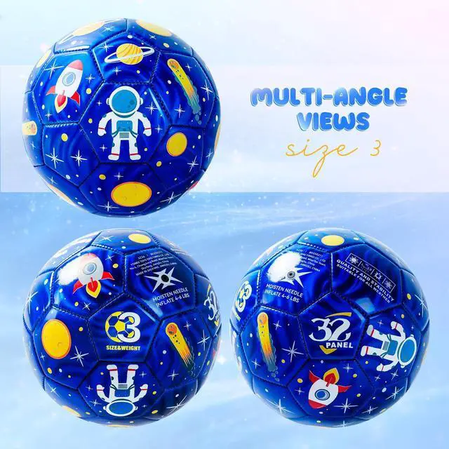 Alt view image 4 of 5 - Kids Soccer Ball Size 3 for Toddlers Kids 2-5 5-8 - Glitter Cartoon Design with Pump Deflated - Sports and Outdoors Toys Games - Easter Basket Stuffers Birthday Gifts for Boys Girls