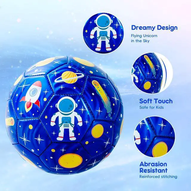 Alt view image 3 of 5 - Kids Soccer Ball Size 3 for Toddlers Kids 2-5 5-8 - Glitter Cartoon Design with Pump Deflated - Sports and Outdoors Toys Games - Easter Basket Stuffers Birthday Gifts for Boys Girls