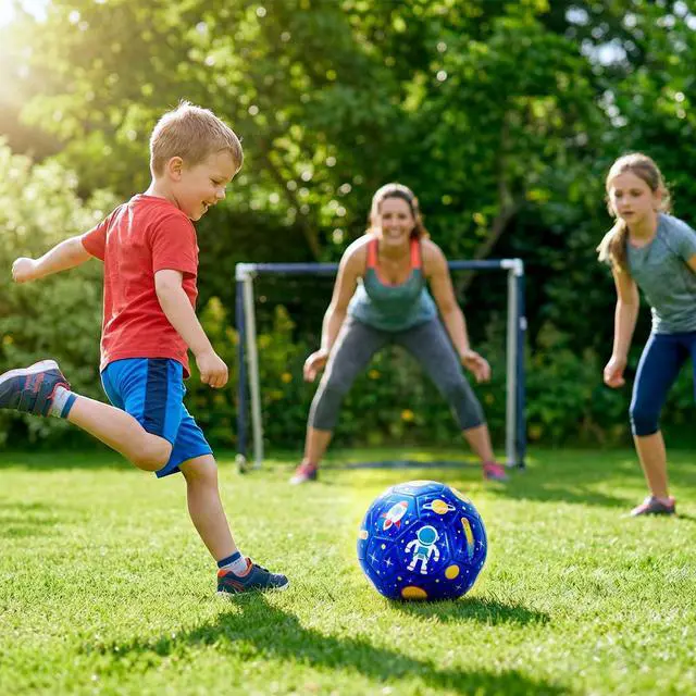 Alt view image 5 of 5 - Kids Soccer Ball Size 3 for Toddlers Kids 2-5 5-8 - Glitter Cartoon Design with Pump Deflated - Sports and Outdoors Toys Games - Easter Basket Stuffers Birthday Gifts for Boys Girls