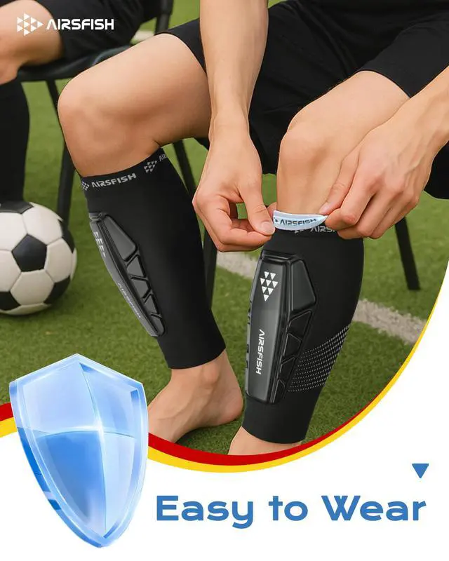 Alt view image 2 of 7 - Soccer Shin Guards Kids Youth, Ski Shin Protector for Boys Girls Men Women, Shin Pads Defender, Lightweight Calf Protective Gear, Breathable Canilleras de Futbol para Niños