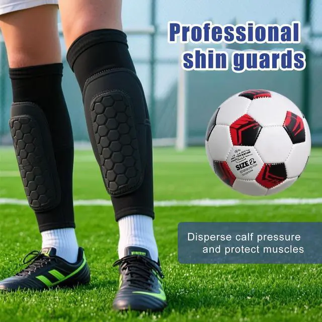 Alt view image 5 of 6 - 2 Pairs Soccer Shin Guards for Kids Youth Adult,Shin Guards Soccer Calf Compression Sleeve with Honeycomb Pads,Lightweight Shin Protector Support for Baseball MTB FootballBoys Girls Protective Gear