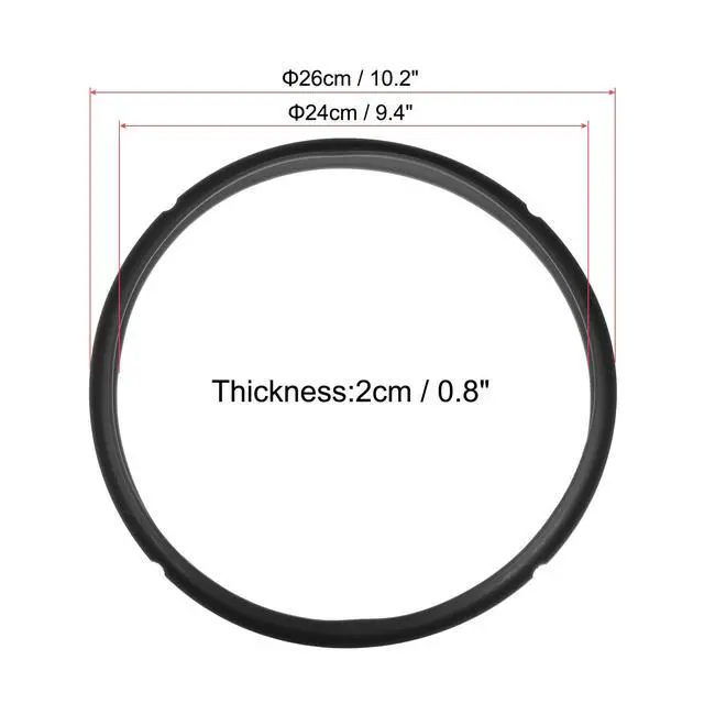 Alt view image 2 of 7 - 2 Pcs Silicone Sealing Ring for Pressure Pot 8QT, Pressure Pot Inner Gasket Seal Rings Pressure Cooker Replacement Part, Black