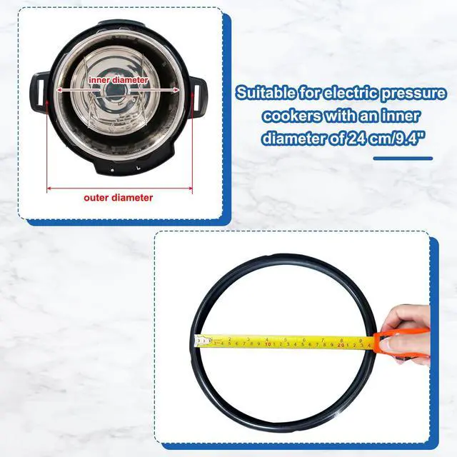 Alt view image 7 of 7 - 2 Pcs Silicone Sealing Ring for Pressure Pot 8QT, Pressure Pot Inner Gasket Seal Rings Pressure Cooker Replacement Part, Black