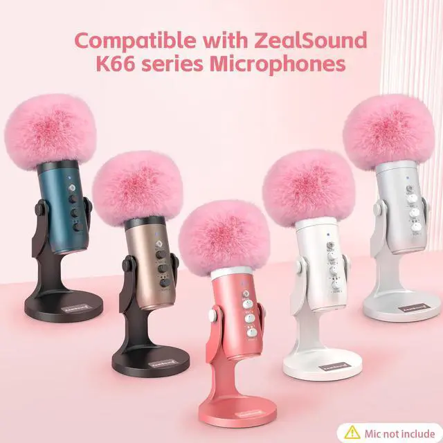 Alt view image 4 of 7 - Blue Yeti Pop Filter, Furry Microphone Windscreen Foam Cover for Yeti, Yeti X, Yeti Nano, Yeti Pro, ZealSound K66, AM8, SoloCast, Razer Seiren Mini & More USB Mics for Podcasting, Pink