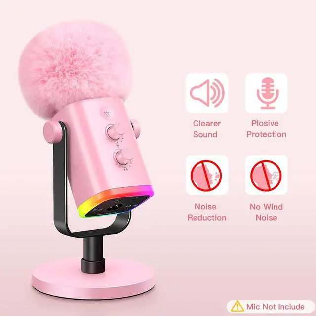 Alt view image 3 of 7 - Blue Yeti Pop Filter, Furry Microphone Windscreen Foam Cover for Yeti, Yeti X, Yeti Nano, Yeti Pro, ZealSound K66, AM8, SoloCast, Razer Seiren Mini & More USB Mics for Podcasting, Pink