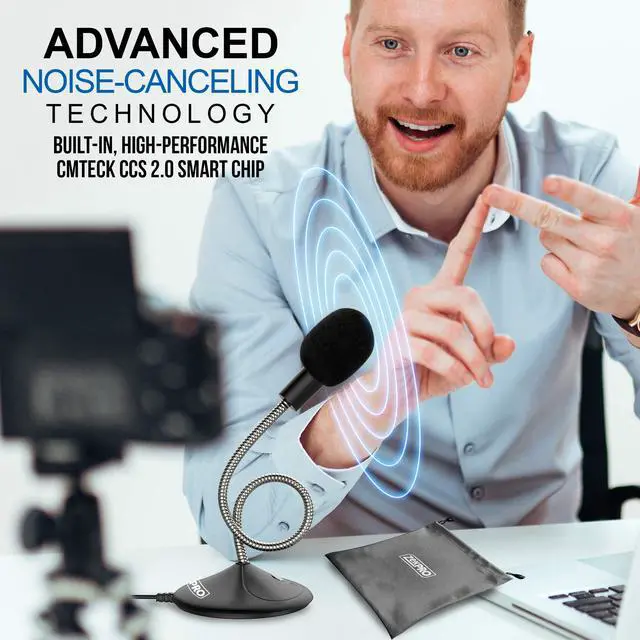 Alt view image 4 of 7 - USB Desktop Microphone for PC & Laptop with Mute Button and LED Indicator, Plug & Play Computer Mic for Gaming, Streaming, Podcasting, Meetings, Zoom, Skype,YouTube Recording, Windows & Mac (Beige)