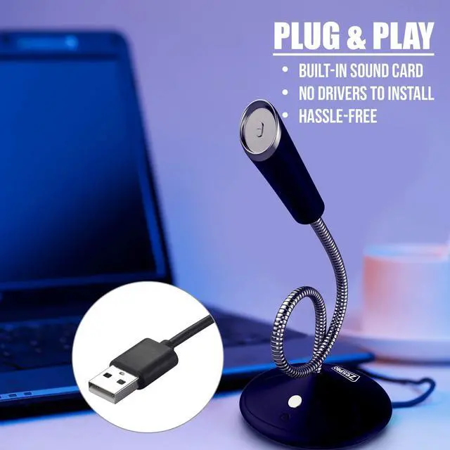 Alt view image 3 of 7 - USB Desktop Microphone for PC & Laptop with Mute Button and LED Indicator, Plug & Play Computer Mic for Gaming, Streaming, Podcasting, Meetings, Zoom, Skype,YouTube Recording, Windows & Mac (Beige)