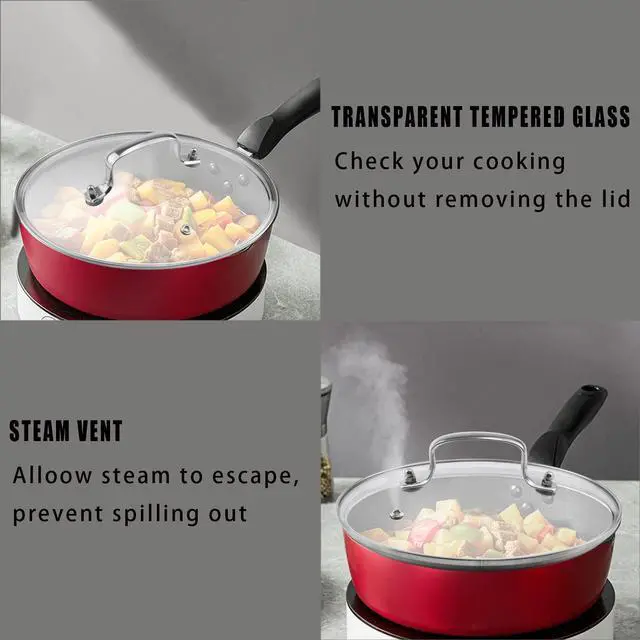 Alt view image 7 of 7 - 10" Tempered Glass Lid with Steam Vent Hole Universal Pan Pot Clear Cookware Lid Replacement with Holder Handle, Stainless Steel Rim, Fits for Pots/Pan/Electric Pressure Cooker