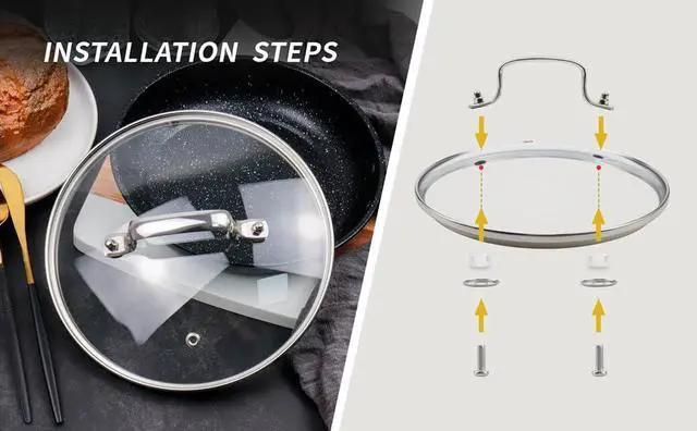 Alt view image 6 of 7 - 10" Tempered Glass Lid with Steam Vent Hole Universal Pan Pot Clear Cookware Lid Replacement with Holder Handle, Stainless Steel Rim, Fits for Pots/Pan/Electric Pressure Cooker