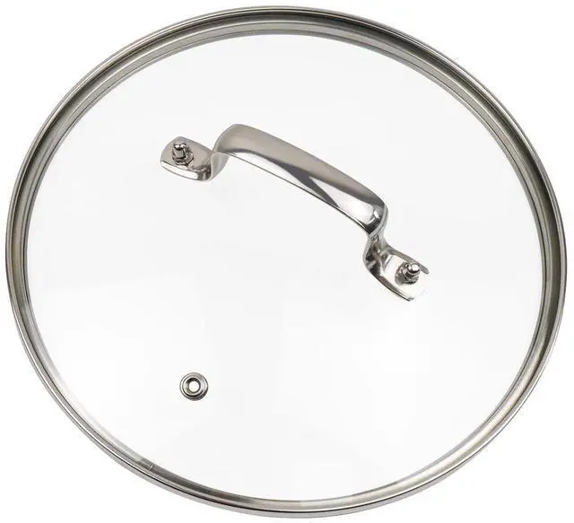Main image of 10" Tempered Glass Lid with Steam Vent Hole Universal Pan Pot Clear Cookware Lid Replacement with Holder Handle, Stainless Steel Rim, Fits for Pots/Pan/Electric Pressure Cooker