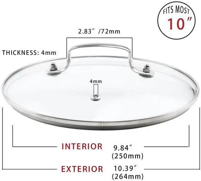 Alt view image 3 of 7 - 10" Tempered Glass Lid with Steam Vent Hole Universal Pan Pot Clear Cookware Lid Replacement with Holder Handle, Stainless Steel Rim, Fits for Pots/Pan/Electric Pressure Cooker