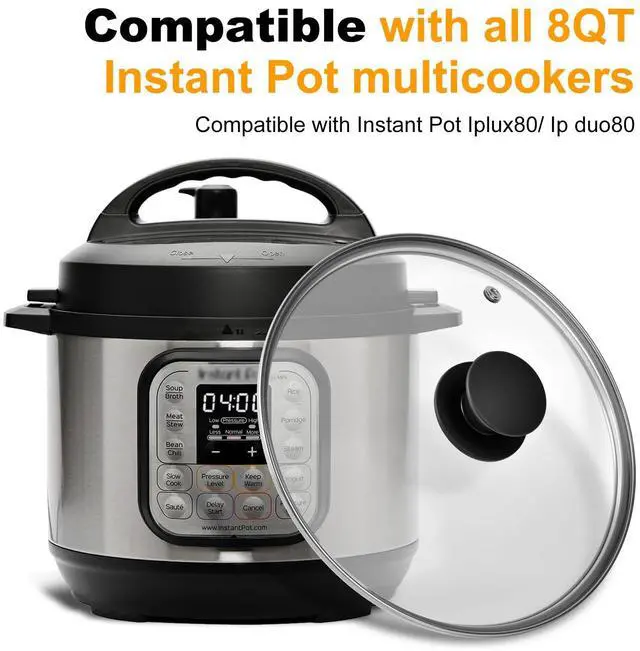 Alt view image 2 of 7 - Tempered Glass Lid for Instant Pot 8 Quart - 10.2-Inch Pressure Cooker Accessories,Replacement Parts with Silicone Top Knob & Steam Vent - Heat-Resistant, Dishwasher Safe